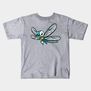 Cute Anthropomorphic Human-like Cartoon Character Dragonfly in Clothes Kids T-Shirt